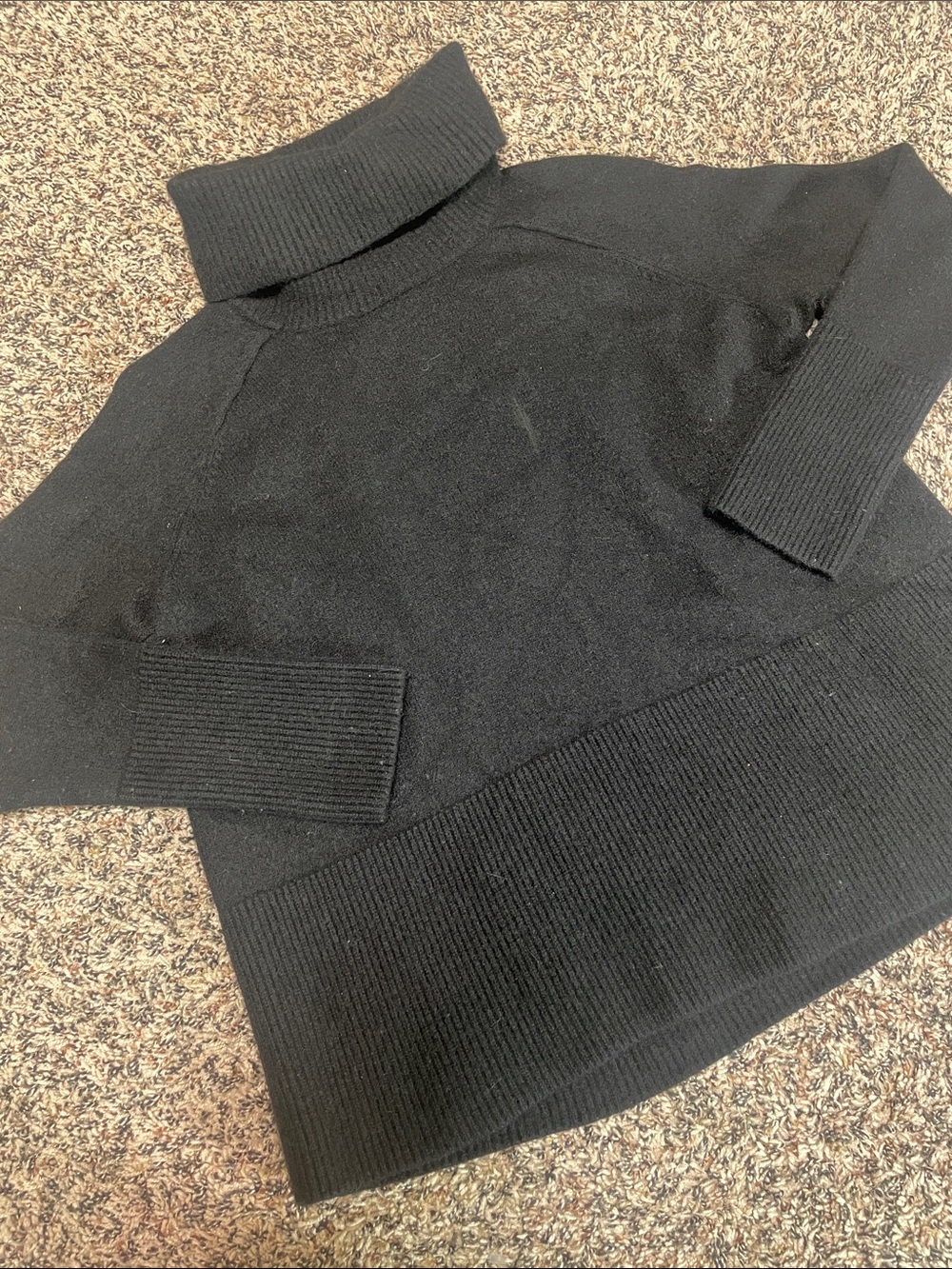 Athleta Black Turtleneck Sweater Cashmere Wool Blend Size M Fair Condition